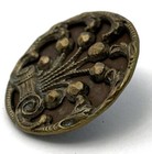 Antique Art Nouveau Brass Overlay Cut Steels Button Metal 1 1 16  Medium