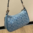 Coach Teri Shoulder Bag Signature Chambray Light Blue Ch139 New Free Shipping