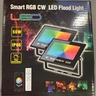 2 Pack Led Flood Light 50w  3500 Lm Outdoor Color Changing Led Stage Hardwired