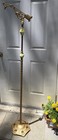 Antique Uranium Slag Glass Floor Bridge Lamp With Bronzed Finish  gorgeous  