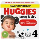 Huggies Snug   Dry Leakproof Baby Diapers  Size 4  22-37 Lbs   180 Count