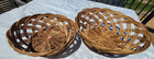 Lot 2 Vintage Basket Mcm Wicker Rattan Open Weave Round Poland Bread Hand Made