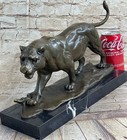 Bronze Tiger Puma Panther Leopard Auf Marmor Sockel Punze Punziert Schwer Figure
