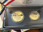 1991 Mount Rushmore Anniversary 2-coin Set Silver Dollar   Half Dollar Box Coa