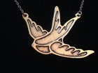 New Retro vintage Look Rockabilly Swallow Bird Tattoo Wearable Art Necklace