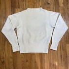 Vintage 50s 60 Wool Cream Ivory Varsity Sweater Blank S m Chainstitched Label