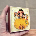 Hula Girl Shelf Decor Tiered Tray Tropical Island Hawaiian Dancer Retro Art Wb-9