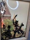 Set Of 2 Silhouette Pictures Girl   Boy Convex Bubble Glass Reverse Painted 4x5