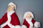 Miniature Dollhouse 1 12 Porcelain Doll- Blonde Lady girl In Christmas Dress