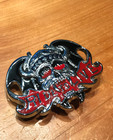 Vintage Flying Skull Black   Red  ride To Live  Belt Buckle - Solid Brass
