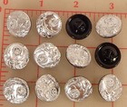 12 Vintage Glass Shank Buttons Silver 4 Flower Design Czech 3 4  18mm  76