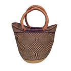 Bolga U-shopping Basket  Wicker Shopper Natural And Purple Color