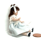 Dollhouse Miniature Porcelain Girl Doll In A Pastel Blue Dress