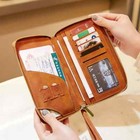 Leather Rfid Passport Case Cover Travel Zipper Wallet Card Holder With Wristband