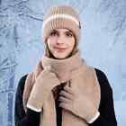 Winter Knitted Set Womens Ladies Thick Knit Hat Scarf And Touchscreen Gloves