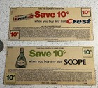 Lot Of 2 Vintage Crest   Scope Coupons From 1978 Procter   Gamble 
