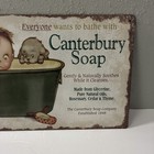 Vintage Canterbury Soap Metal Advertising Sign 16 x10  Baby In Tub Puppy Tin