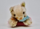 Vintage Dakin Plush Cat With Fish On Pink Bed Kitty Kitten Small Stuffed Animal