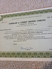 Vintage Fuhrmann   Schmidt Brewing Co  Signed Stock Certificate Shamokin Pa