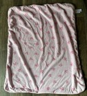 Rene Rofe Baby Receiving Plush Pink White Floral Hearts Warm Blanket 29x34   
