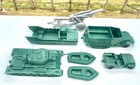 Vintage Marx Battleground Guns Of Navarone Us Army Set 7 Pieces Dark Green Vg-ex