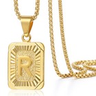 Men Women Yellow Gold Plated Initial Letter A-z Pendant Necklace Box Chain Gift