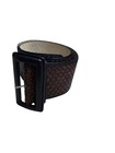 Wide Woven Belt Brown Black Buckle Statement Waist Belt