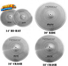 Low Volume Cymbal Pack Mute Set 14 hihats 16 crash 18 crash 20 ride 5 Pieces