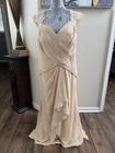 Nwot Champagne Mother Of The Bride Dress Pleated Lace Elegant Evening Gown Sz 12