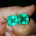Natural Colombian Emerald Pair 8-10 Ct Loose Gemstone Certified Cushion Cut Ae04