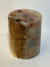Vintage Mexican Onyx Pen Pencil Holder Desk Organizer Mcm Stone Decor
