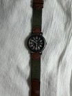 Wenger Swiss Army Watch Indiglo Field Military Style Brown Green Leather Fabric