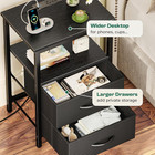 Night Stand With Charger Station And Led Lights  2 Drawer Nightstand  Bed Sid   
