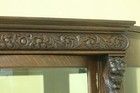 F32950ec  Antique Victorian Oak Lion Carved Bow Front China Cabinet
