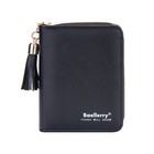 Women Card Slot Wallet Pu Leather Pocket Credit Card Holder Zip Card Purse Black