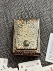 Vintage Italian Tooled Leather Mini Playing Cards Case Made In Italy 2  Deck