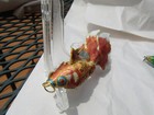 Koi Beta Fish Articulated Cloisonne Enameled Very Bright Gold Colors 5  Long