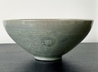 Korean Ceramic Celadon Bowl With Slip Inlay Goryeo Dynasty