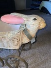 Antique Rabbit Bunny Head Wicker Baby Doll Carriage Art Piece Objects