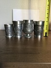 4 Vintage German Zinn Pewter Cups  4      4 -1 2      4 -3 4        And 3 -1 2     Tall 