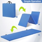 Tri-fold Folding Exercise Aerobics Mat Tumbling Mat For Gym Fitness Yoga Blue