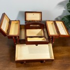 Vintage Singer Wooden Sewing Box Tabletop Accordion Fold Out Wood