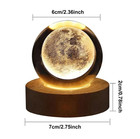 1pc 3d Crystal Ball Galaxy Lamp Usb Wooden Base Planet Night Light Decoration