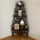 Vintage Butler Wood Corner Shelf Ornate Wall Curio Display Shelf 3 Tier 24 