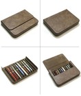 Leather 12 Slots Hard Fountain Pen Case Bag Stationery Storage Box Organizer
