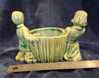 Vintage Shawnee Pottery Jack And Jill Tub Planter Green Ceramic Nursery Usa 558
