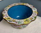 Vintage Cloisonne Chinese Floral Scallop Fluted Bowl Enamel Brass - Mid Century
