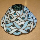 Vintage Tiffany Style Stained Glass 10    Blue Lamp Shade-minor Damage See Photos 