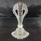 Vtg Art Deco Pressed Clear Glass Perfume Bottle Starburst Fan Stopper Book Piece