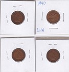 1940 Canadian Cents Lot Of 4 L1a